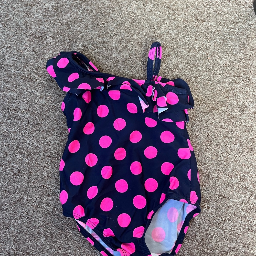 Navy and Pink Polka Dot Swimsuit
